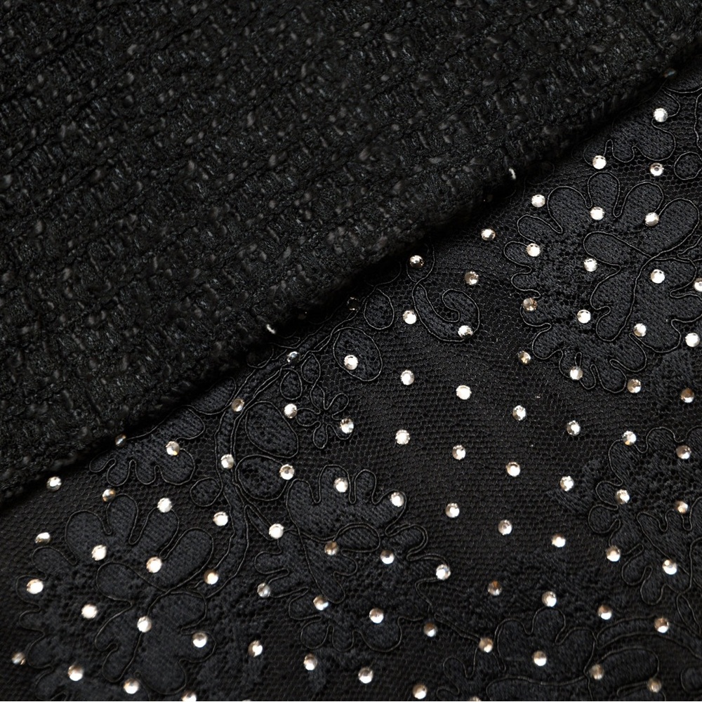 Self-Portrait NWOT BLACK BOUCLE RHINESTONE LACE MAXI DRESS - Picture 5 of 6
